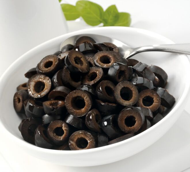 sliced ripe black olives